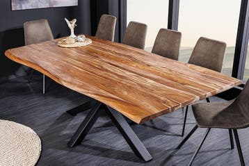 Massief houten eettafel MAMMUT 200cm Sheesham zwart frame, Ophalen of Verzenden, Nieuw