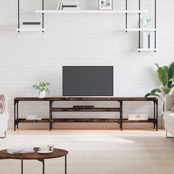 vidaXL Tv-meubel 201x35x45 cm bewerkt hout en ijzer gerookt, Minder dan 50 cm, Verzenden, Nieuw, Minder dan 100 cm