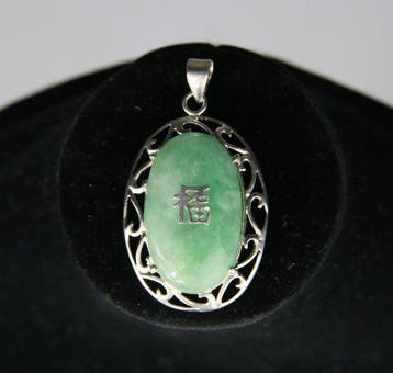 Hanger Plaat - Welvaart - Sculptuur - Jade Jadeite -, Antiek en Kunst