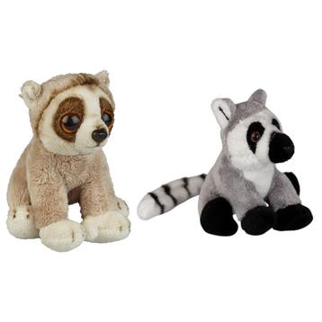Bosdieren pluche knuffels - Maki aapje en luiaard - 15 cm, Verzenden, Nieuw