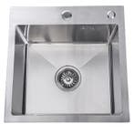 Spoelbak | Wasbak | Gootsteen | 44x44x20 | Zilver | Kraangat, Huis en Inrichting, Keuken | Keukenelementen, Verzenden, Nieuw