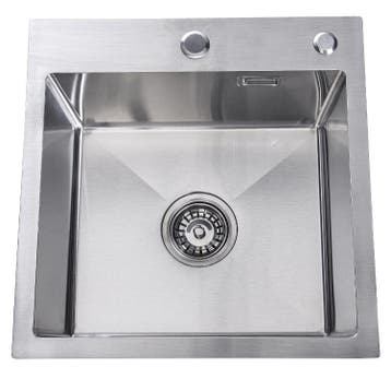 Spoelbak | Wasbak | Gootsteen | 44x44x20 | Zilver | Kraangat, Huis en Inrichting, Verzenden, Nieuw