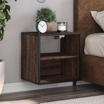 vidaXL Nachtkastjes 2st wandgemonteerd 40x31x39,5cm bruin, Verzenden, Nieuw, Hout