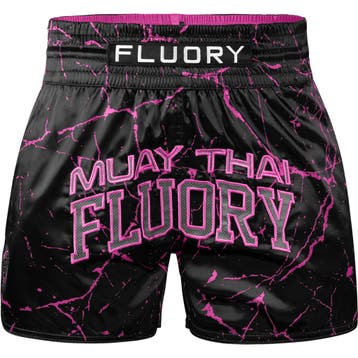 Fluory Muay Thai Kickboks Short Zwart Marmer Roze, Ophalen of Verzenden, Nieuw