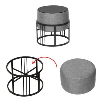 Krukje en bijzettafel Tas rond 2-in-1 set stapelbaar lichtgr, Verzenden, Nieuw
