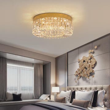 Luxe Kristallen Plafondlamp Goud - Moderne LED Verlichting v, Verzenden, Nieuw