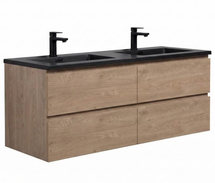 Badkamermeubel Set Angela 140 cm Kastanje Eiken Badmeubel, Huis en Inrichting, Badkamer | Badkamermeubels, Nieuw, Wastafelkast