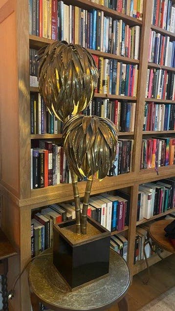 For Maison Jansen - Lamp - Dubbele palmlamp - Messing stam, Nieuw