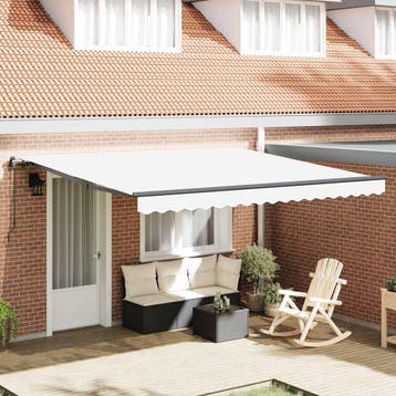 vidaXL Elektrisch zonnescherm 4 x 3,5 m Wit 100% Polyester, Verzenden, Nieuw