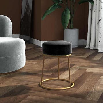 vidaXL Hocker rond fluweel zwart, Verzenden, Nieuw, Zwart