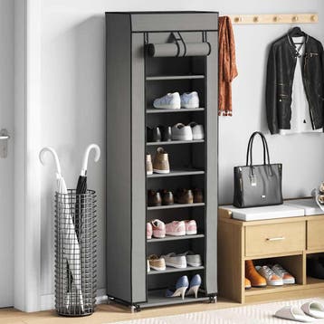 vidaXL Schoenenkast met hoes 57x29x162 cm stof grijs, Verzenden, Nieuw