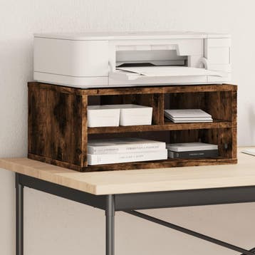 vidaXL Printerkastje 49x40x22,5 cm bewerkt hout gerookt, Verzenden, Nieuw