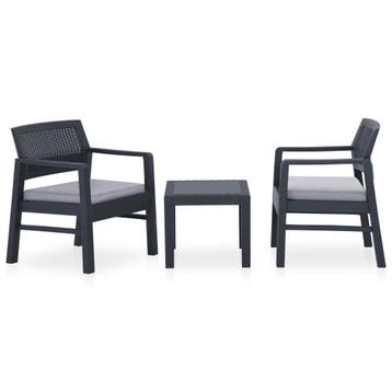 vidaXL 3-delige Loungeset met kussens kunststof grijs, Verzenden, Textileen, 3 zitplaatsen, Nieuw