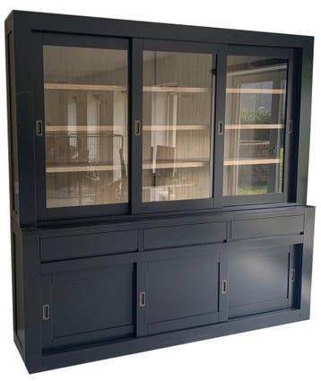 Buffetkast Enschede zwart met eiken interieur 220cm, Ophalen of Verzenden, Nieuw