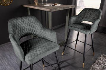 Design barkruk PARIS groen fluweel met decoratieve quilting, Ophalen of Verzenden, Nieuw
