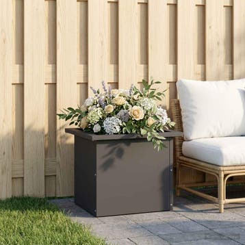 vidaXL Plantenbak met led Zwart 30 x 40 x 30 cm Staal, Tuin en Terras, Bloembakken en Plantenbakken, Verzenden, Minder dan 60 cm