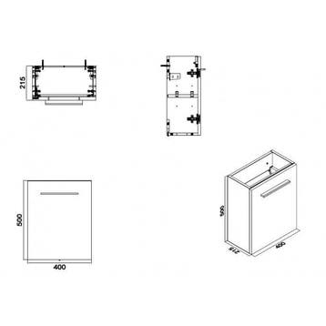 Fonteinkast Luna L/R 1 Deur 40X21 Wit, Huis en Inrichting, Badkamer | Badkamermeubels, Ophalen of Verzenden, Nieuw
