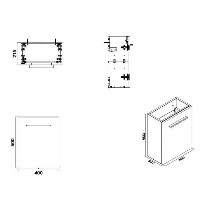 Fonteinkast Luna L/R 1 Deur 40X21 Wit, Huis en Inrichting, Badkamer | Badkamermeubels, Ophalen of Verzenden