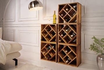 Massief houten wijnrek CUBUS 40 cm Handgemaakte bijzettafel, Ophalen of Verzenden, Nieuw