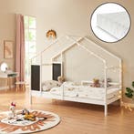 Kinderbed Lorenskog huisbed met matras 200x90 cm wit [en.cas, Verzenden, Nieuw