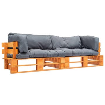 vidaXL 2-delige Bankenset pallet met grijze kussens, Verzenden, Nieuw