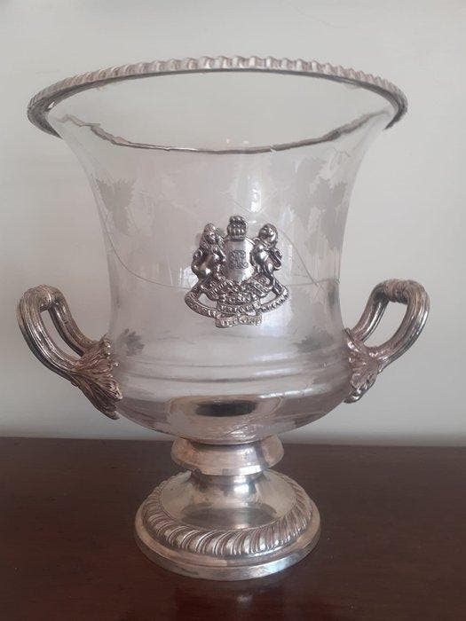 Champagne koeler - Glas, Verzilverd, Antiek en Kunst, Antiek | Meubels | Tafels