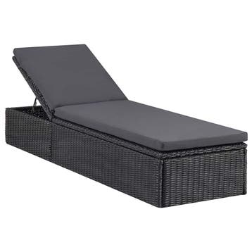 vidaXL Ligbed poly rattan zwart en donkergrijs, Tuin en Terras, Verzenden, Nieuw