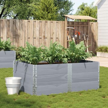vidaXL Plantenbak 150x100 cm massief grenenhout grijs, Verzenden, Nieuw, Hout