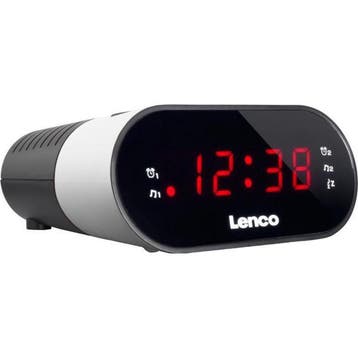 Wekkerradio - Digitale wekker - Alarmklok - Wit/Zwart - Lenc, Verzenden, Zo goed als nieuw
