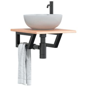 vidaXL Badkamer wandschap staal en massief eikenhout, Verzenden, Nieuw
