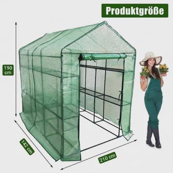 Walk-in Tuinkas 142x210x190cm met 9 Legborden - Waterdicht &, Tuin en Terras, Verzenden, Nieuw
