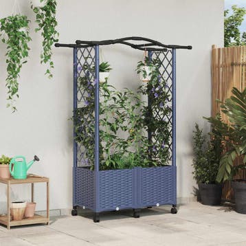 vidaXL Verhoogd Bed met Trellis en Dak Grijs 125 x 40 x 144, Verzenden, Nieuw, Minder dan 60 cm, 60 cm of meer