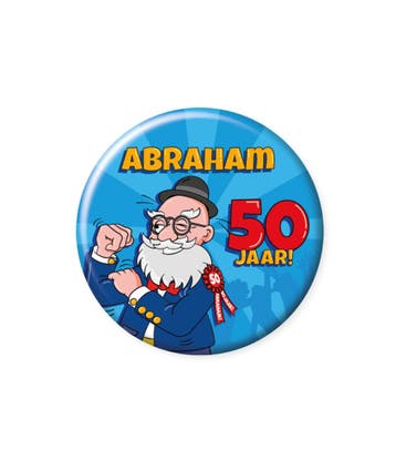 Button Verkeersbord Abraham 50 Jaar, Verzenden, Nieuw, Feestartikel