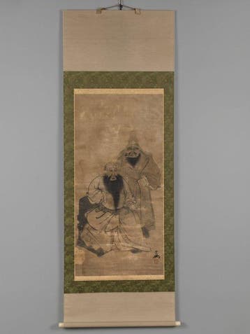 Impressive Vintage Hand-Painted Kakejiku Hanging Scroll -