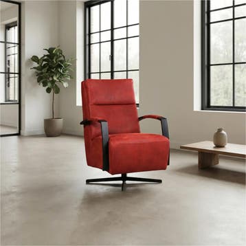 Leren draaifauteuil Award - Kenia Burgundy (rood) -, Nieuw, Ophalen of Verzenden, 50 tot 75 cm, Industrieel, Modern