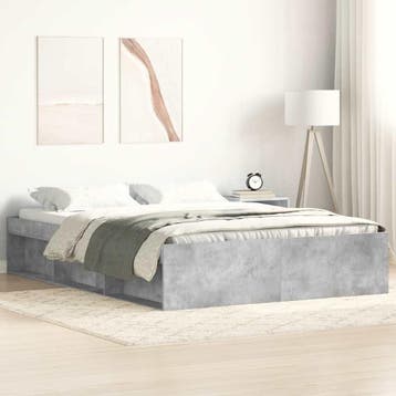 vidaXL Bedframe betongrijs 140x200 cm, Huis en Inrichting, Verzenden, 140 cm, 200 cm, Grijs