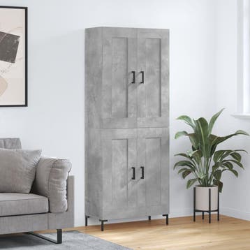 vidaXL buffetkast 69,5x34x180 cm bewerkt hout betongrijs, Minder dan 50 cm, Verzenden, Nieuw, Minder dan 100 cm