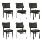 Set van 6 Leren eetkamerstoelen Rondo - Granada Graphite, Ophalen of Verzenden, Nieuw, Leer