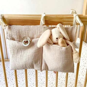 Linnen Box opbergzak beige of khaki met 2 vakken, Verzenden, Nieuw, Kraamcadeau