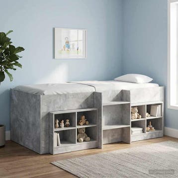 vidaXL Kinder Hoogslaper Betongrijs 98.5 x 200 cm Bewerkt, Verzenden, Nieuw, Grijs, Hout