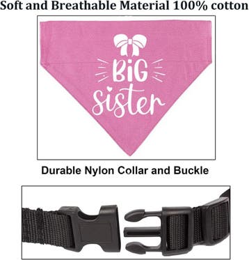 Honden bandana Big Sister roze met makkelijke sluiting, Ophalen of Verzenden, Nieuw, Halsband