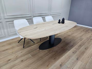 Massief eiken DEENS OVAAL tafel eetkamertafel, 100 tot 150 cm, Overige houtsoorten, Overige vormen, Nieuw