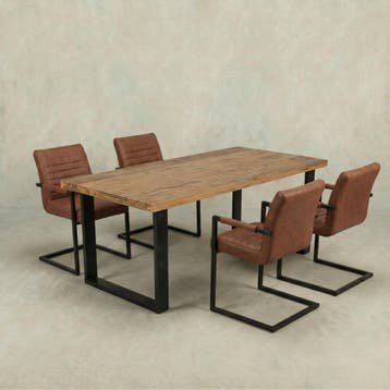 Mangohouten Eettafel Rechthoek Roy 280x120 cm (6cm), Verzenden, Nieuw, Industriële meubels, Rechthoekig