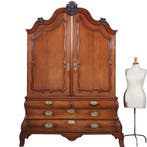 Dubbel gebogen kabinet in prachtige oude kleur 18e eeuws No;, Antiek en Kunst, Ophalen of Verzenden