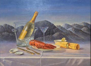 E.P Moleveld (1946-) - Dinner, Antiek en Kunst, Kunst | Schilderijen | Klassiek