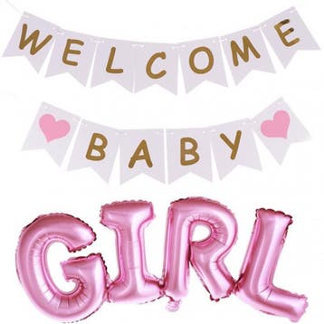 Baby Girl of Boy 2-delige decoratie set, Verzenden, Nieuw, Versiering, Geboorte of Huwelijk