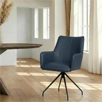 Leren eetkamerstoel Wave - Toledo Whale (blauw/grijs) -, Ophalen of Verzenden, Nieuw, Leer, Bohemian, Eigentijds, Industrieel, Modern, Scandinavisch