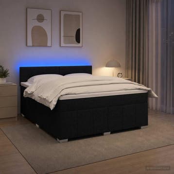 vidaXL Boxspringbed met matras met hoofdeinde Zwart 180 x, Verzenden, Nieuw, Tweepersoons, Zwart