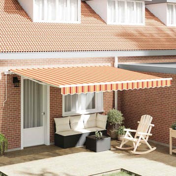 vidaXL Handmatige Zonnescherm 4 x 3 m Geel en oranje, Tuin en Terras, Verzenden, Nieuw