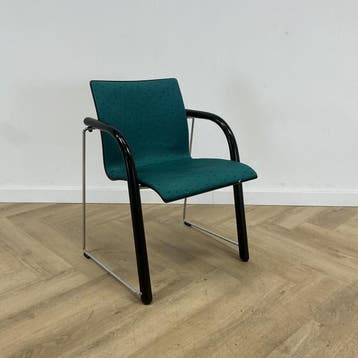 Thonet S320 vergaderstoel / stapelstoel, groen - zwart, Ophalen of Verzenden, Gebruikt, Stof, Eén
